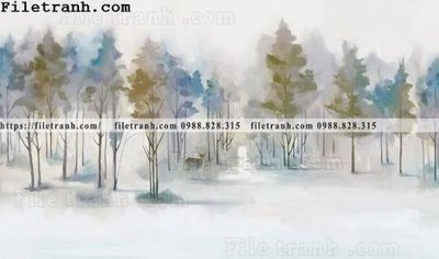 File tranh gốc Buc tuong nen hong hac rung nhiet doi Bac Au 133 (bản đẹp) độc quyền