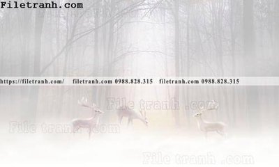 File tranh Buc tuong nen hong hac rung nhiet doi Bac Au 161 (file gốc) chuẩn màu in