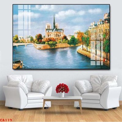 File in trần File tranh sơn dầu châu âu CA119 (bản gốc) bầu trời