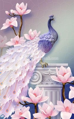 File tranh File gốc tranh chim công CC115 (bản gốc) treo phòng ăn