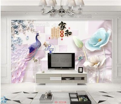 File ảnh File gốc tranh chim công CC118 (gốc) in standee