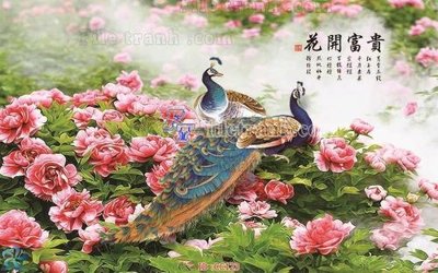 File gốc in mica File gốc tranh chim công CC123 chất lượng