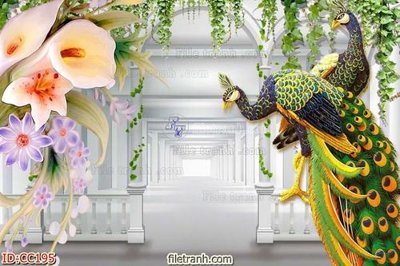 File tranh PSD File gốc tranh chim công CC195 chất lượng cao