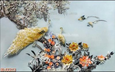 File gốc File gốc tranh chim công CC213 (in tráng gương) sang trọng