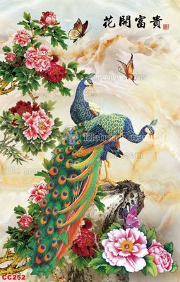 File gốc File gốc tranh chim công CC252 (in lụa) họa tiết 3D