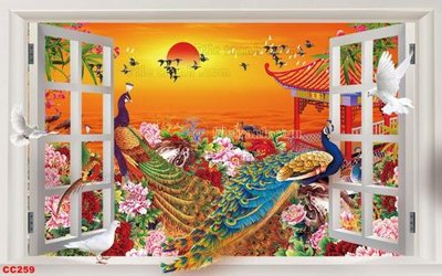 Download file gốc File gốc tranh chim công CC259 (in lụa) nghệ thuật