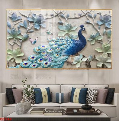 File gốc File gốc tranh chim công CC346 (in mica) cắt laser