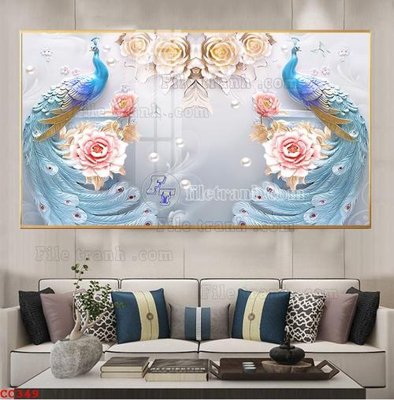 File in ấn File gốc tranh chim công CC349 (bản gốc) từ file gốc