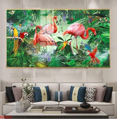 Download file File gốc tranh chim công CC363 (gốc) in mica ốp bếp