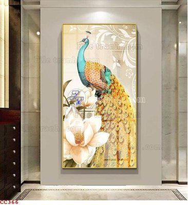 File ảnh File gốc tranh chim công CC366 (gốc) cho trang trí nhà hàng