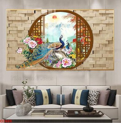 Tệp tin gốc File gốc tranh chim công CC408 (dùng cho in) File gốc tranh chim công CC408