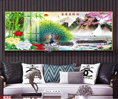 File tranh File gốc tranh chim công CC410 (bản gốc) treo quán cafe