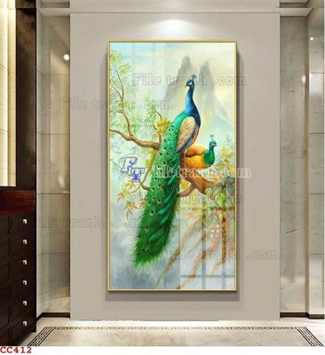 Tệp tin gốc File gốc tranh chim công CC412 (dùng cho in) File gốc tranh chim công CC412