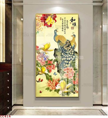 File in ấn File gốc tranh chim công CC414 (bản gốc) từ file gốc