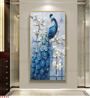 File PSD in ấn File gốc tranh chim công CC439 (chất lượng cao)