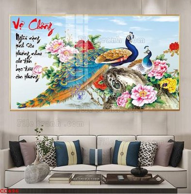 File gốc File gốc tranh chim công CC496 (AI/EPS) cho in ấn