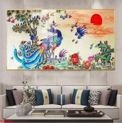 Download file File gốc tranh chim công CC501 (gốc) in mica bàn thờ