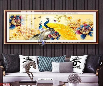 File gốc File gốc tranh chim công CC519 (in lụa) hoa văn cổ điển