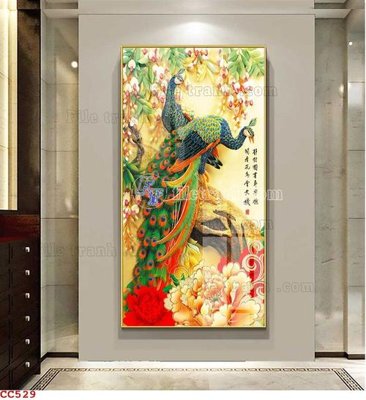 File tranh File gốc tranh chim công CC529 (gốc) in backlit film