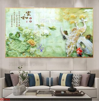 File tranh File gốc tranh chim công CC543 (gốc) chủ đề tĩnh vật