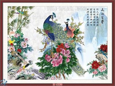 Tải file File gốc tranh chim công CC60 (PSD) cho in tranh kính