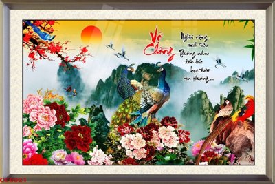 File tranh File gốc tranh chim công CC6021 (file gốc) chủ đề phong thủy