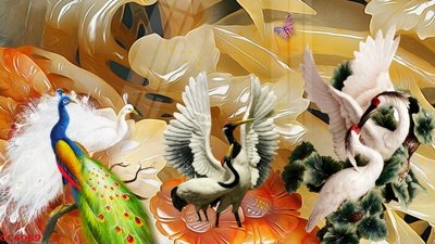 File PSD File gốc tranh chim công CC6069 (bản gốc) dễ dàng edit