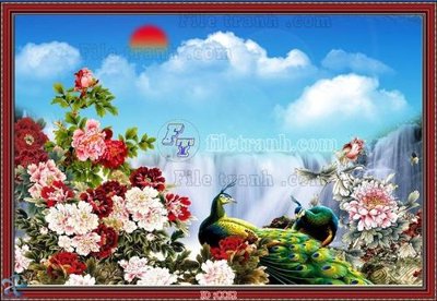 File PSD File gốc tranh chim công CC62 (bản gốc) đã tách nền