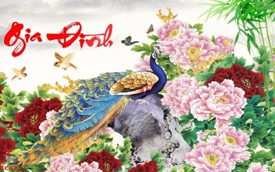 File ảnh File gốc tranh chim công CC6232 (gốc) dùng in Pano