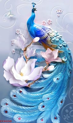 File in mica File gốc tranh chim công CC6250 (bản gốc) làm vách ngăn