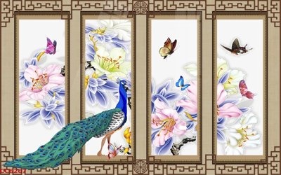 File tranh in mica File gốc tranh chim công CC6267 (độ phân giải cao)