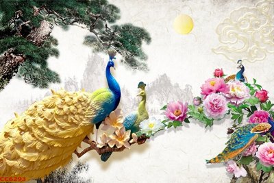 Hình ảnh gốc File gốc tranh chim công CC6293 (để in khổ lớn)