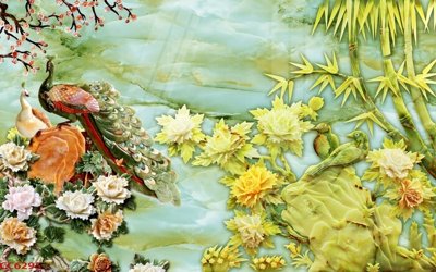 Download file gốc File gốc tranh chim công CC6295 (in lụa) nghệ thuật