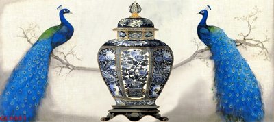 File tranh File gốc tranh chim công CC6351 (gốc) in trên kính