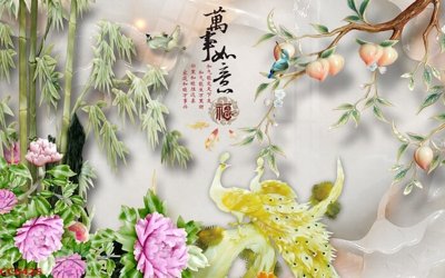 Tải file File gốc tranh chim công CC6425 (PSD) cho in ấn quảng cáo