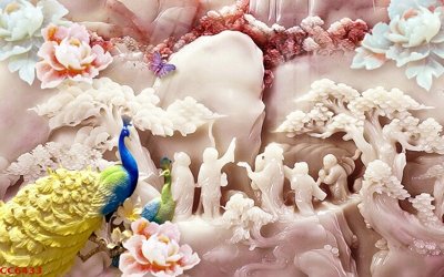 File tranh File gốc tranh chim công CC6433 (bản gốc) treo quán cafe