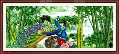 File gốc File gốc tranh chim công CC6463 (in lụa) chi tiết cao