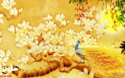 Tải file File gốc tranh chim công CC6500 (gốc) chủ đề phong thủy