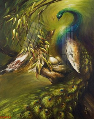 Download file gốc File gốc tranh chim công CC6512 (in mica) trong suốt