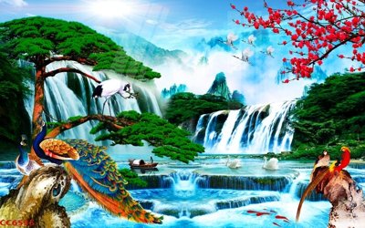 Tải file PSD File gốc tranh chim công CC6535 (nguyên layer) để in