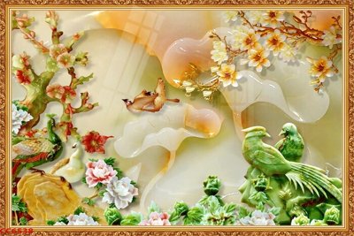 File tranh in trần 3D File gốc tranh chim công CC6538 (ảnh gốc)