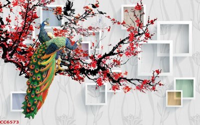 Download file File gốc tranh chim công CC6573 (gốc) in mica ốp bếp