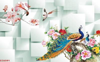 File gốc File gốc tranh chim công CC6591 (thiết kế) độc quyền