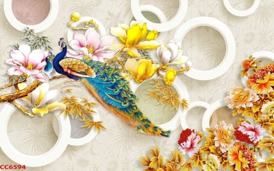 File PSD File gốc tranh chim công CC6594 (gốc) cho designer