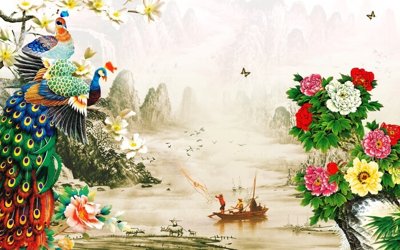 File in ấn File gốc tranh chim công CC6616 (bản gốc) từ file gốc