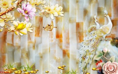 File gốc File gốc tranh chim công CC6627 (in lụa) tranh phong thủy