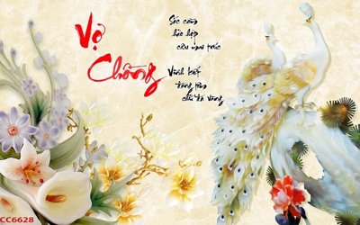 Download file gốc File gốc tranh chim công CC6628 (in lụa) hoa lá