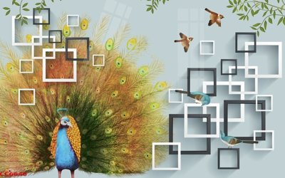 Download file tranh PSD File gốc tranh chim công CC6640 để chỉnh sửa