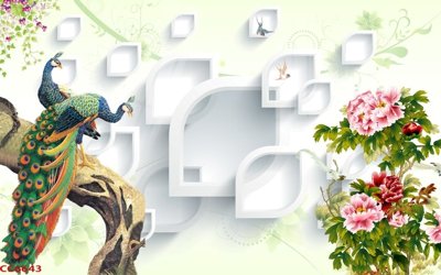 File ảnh File gốc tranh chim công CC6643 (gốc) dùng in Pano