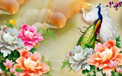 Download file gốc File gốc tranh chim công CC6672 (in lụa) nghệ thuật